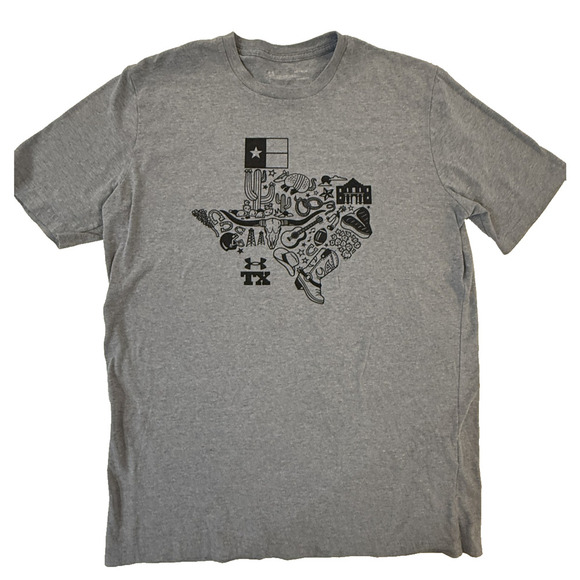 Under Armour Shirt Mens Medium Gray Texas Graphic Tee Short Sleeve Athletic - Picture 1 of 5